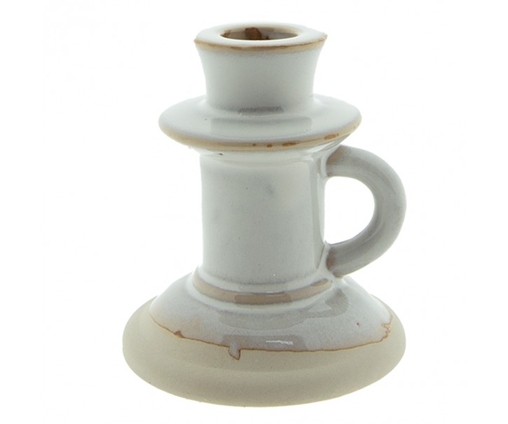 Béžový porcelánový svícen na úzkou svíčku Chrie - Ø 9*10 cm