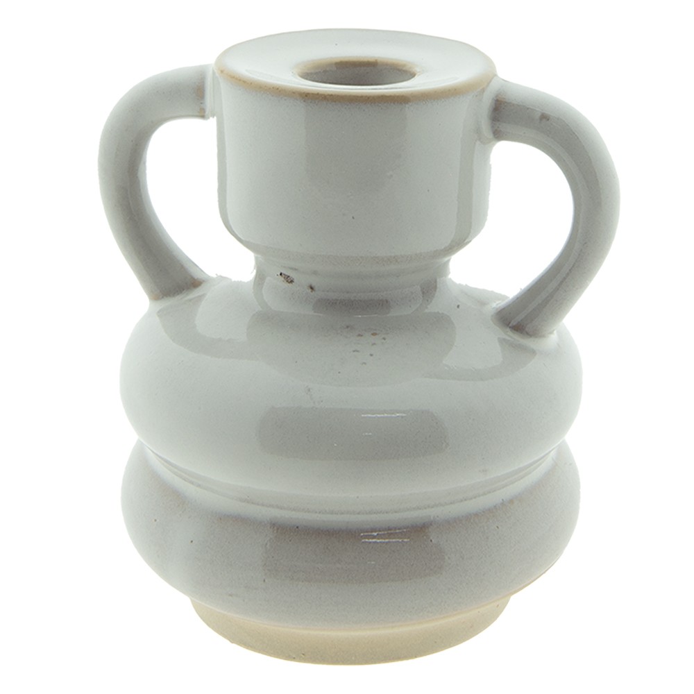 Béžový porcelánový svícen na úzkou svíčku Chrie - Ø 9*9 cm