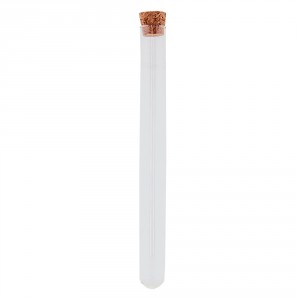 Skleněná dóza/ zkumavka s korkovým víčkem - Ø 1*15 cm / 15 ml