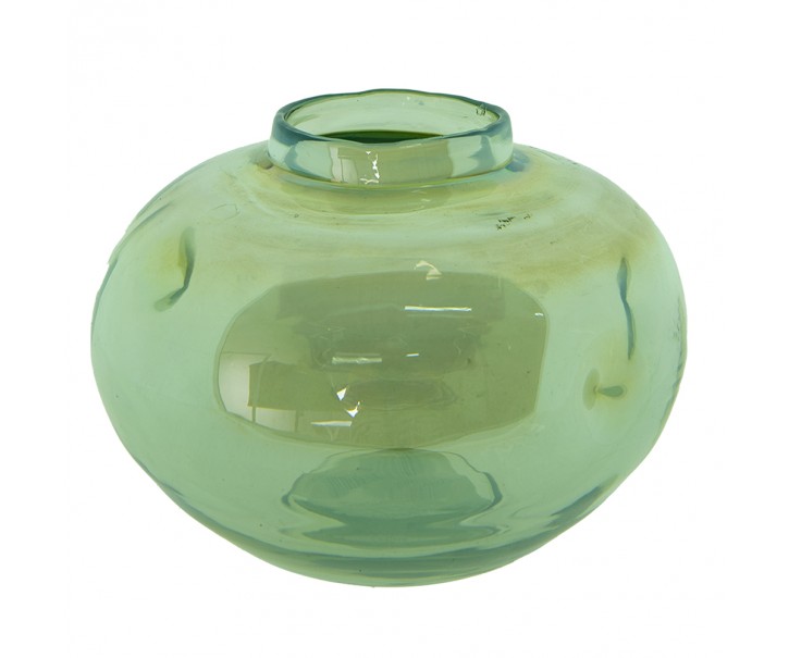 Zelená ručně foukaná skleněná váza - Ø 15*11 cm