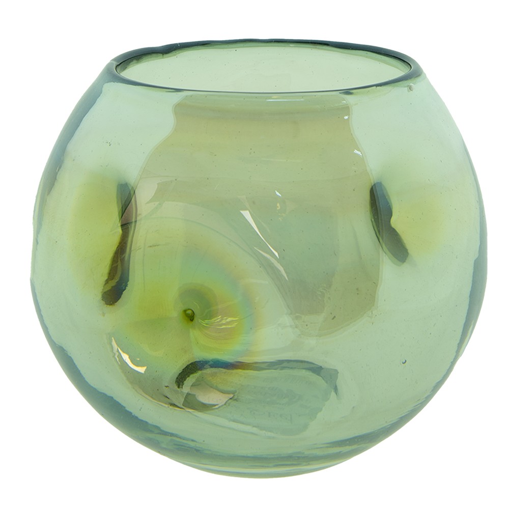 Zelená ručně foukaná skleněná váza/ svícen - Ø 12*12 cm Clayre & Eef