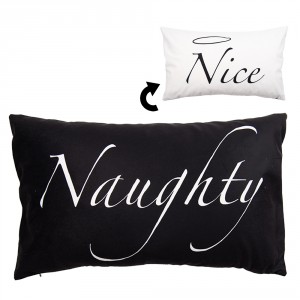 Bílo-černý povlak na polštář Naughty a Nice z Black&White X-Mas - 30*50 cm