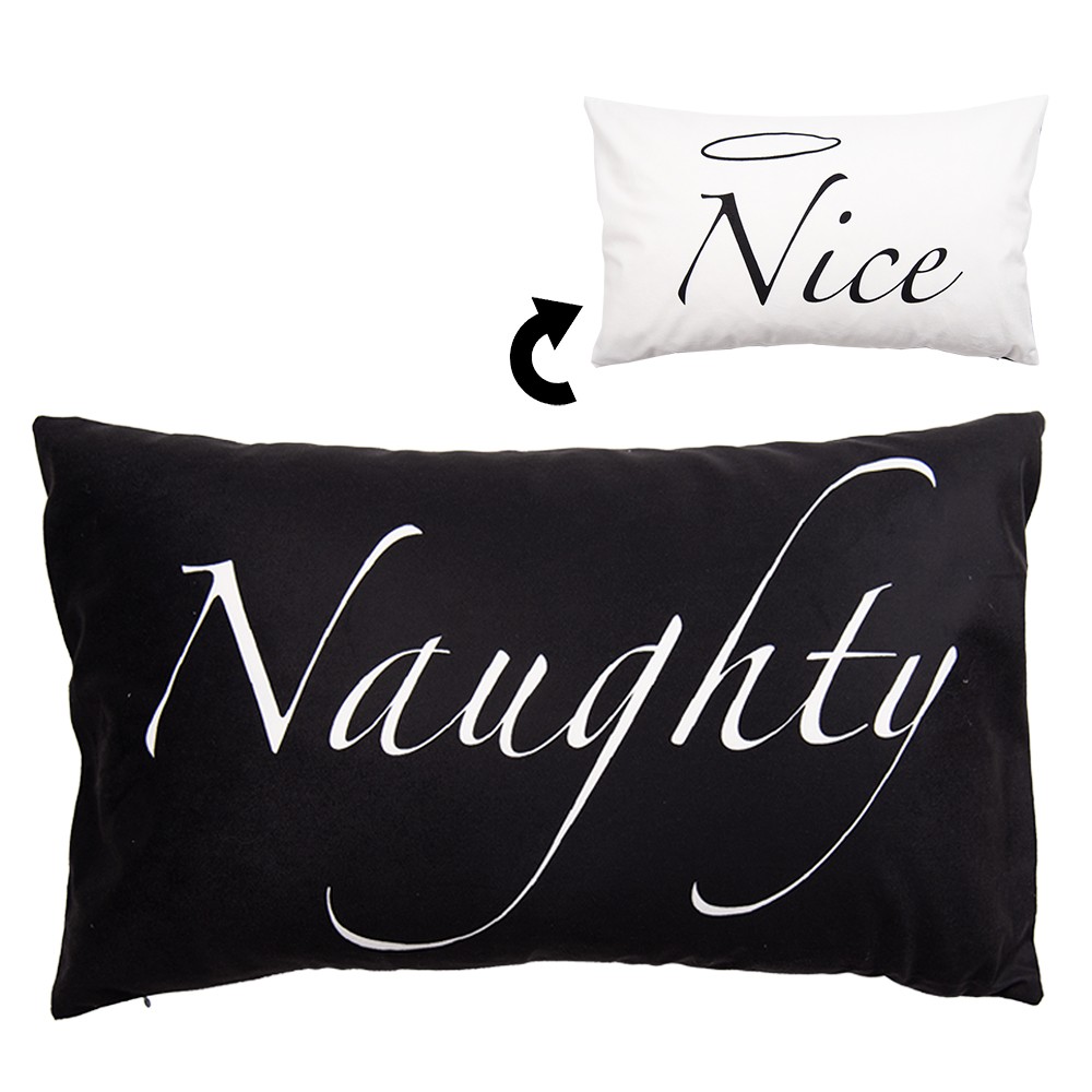 Bílo-černý povlak na polštář Naughty a Nice z Black&White X-Mas - 30*50 cm