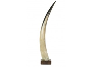 Dekorativní roh Bizon na dřevěném podstavci - 65cm