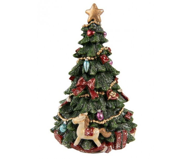 Hrací skříňka vánoční stromeček s houpacím koníkem - Ø 12*19 cm