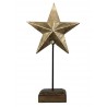 Dekorace zlatá antik kovová hvězda na dřevěném podstavci - 19*10*35cmBarva: Hnědá, zlatá antik Materiál: dřevo, kov 