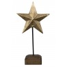 Dekorace zlatá antik kovová hvězda na dřevěném podstavci - 29*11*45cmBarva: Hnědá, zlatá antik Materiál: dřevo, kov 