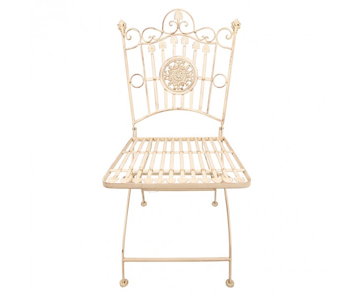 Béžovo-hnědá antik kovová židle s ornamentem - 52*48*99 cm