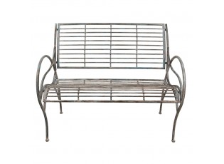 Modro-šedá kovová zahradní lavice - 106*56*92 cm