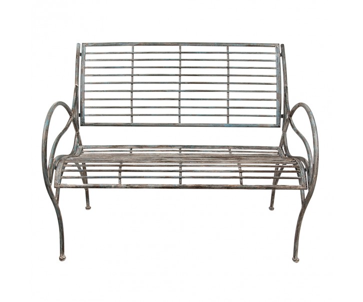 Modro-šedá kovová zahradní lavice - 106*56*92 cm