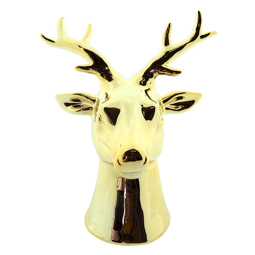 Zlatá porcelánová dekorace Jelen M - 10*8*16 cm