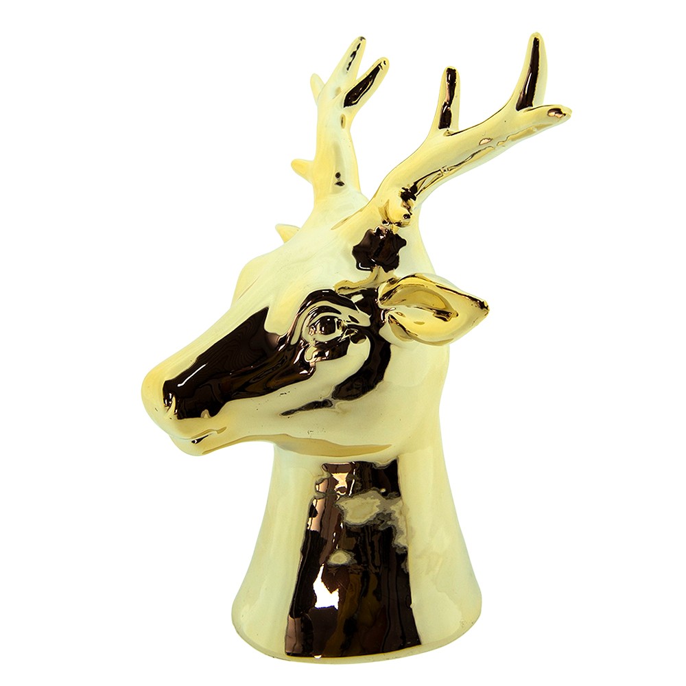 Zlatá porcelánová dekorace Jelen M - 10*8*16 cm