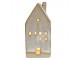 Béžový porcelánový domek s LED světýlky - 5*5*12 cm
