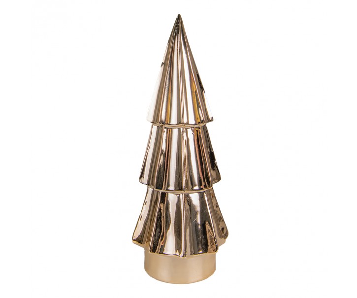 Zlatý porcelánový dekorační vánoční stromek - Ø 9*24 cm