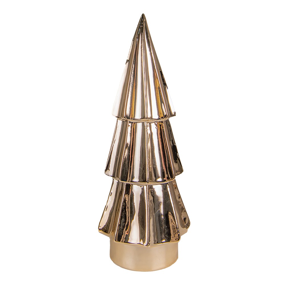 Zlatý porcelánový dekorační vánoční stromek - Ø 9*24 cm 6CE1507