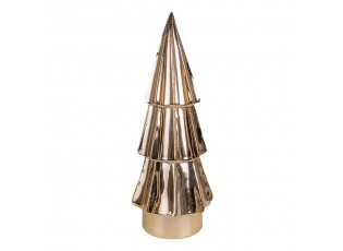 Zlatý porcelánový dekorační vánoční stromek - Ø 6*16 cm