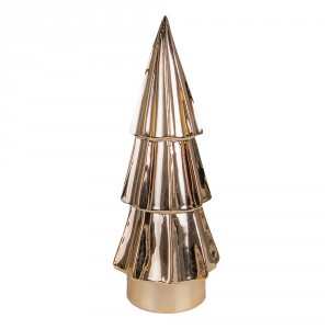 Zlatý porcelánový dekorační vánoční stromek - Ø 6*16 cm