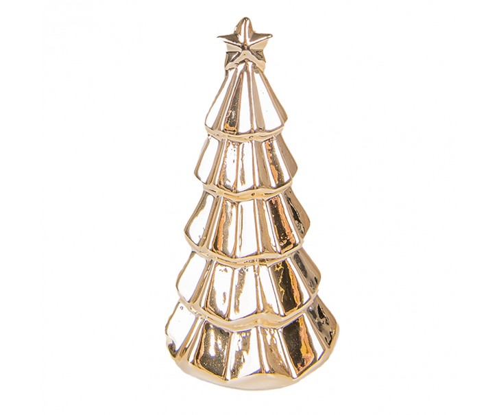 Zlatý porcelánový dekorační vánoční stromek - Ø 6*11 cm