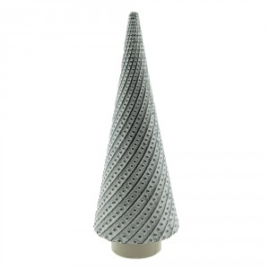Šedá porcelánová dekorace vánoční stromeček S - Ø 8*22 cm
