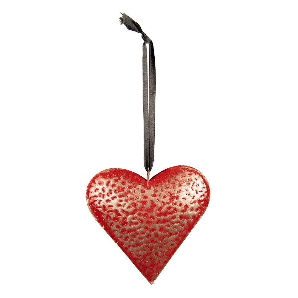 Červené antik závěsné kovové srdce L - 20*4*20 cm Clayre & Eef