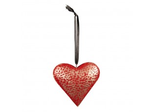 Červené antik závěsné kovové srdce M - 15*3*15 cm