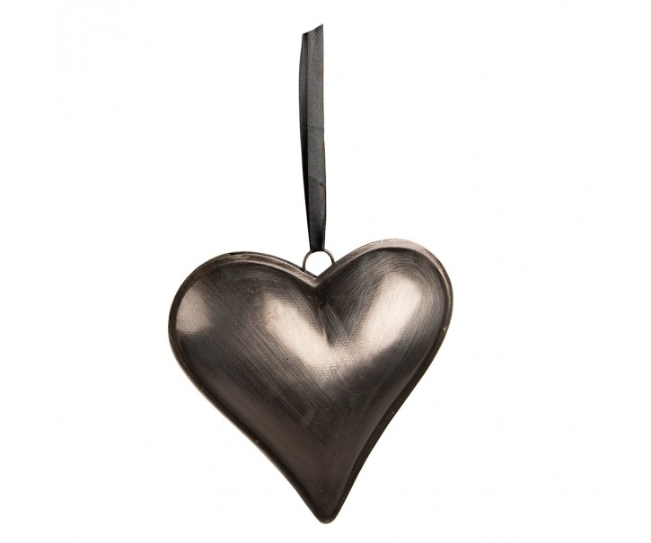 Šedé antik závěsné kovové srdce M - 16*3*16 cm