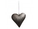 Šedo-černé antik závěsné kovové srdce - 15*3*15 cm