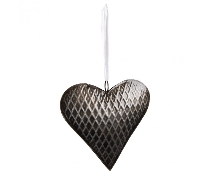 Šedo-černé antik závěsné kovové srdce - 15*3*15 cm