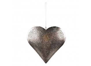 Stříbrné antik závěsné kovové srdce - 20*4*20 cm