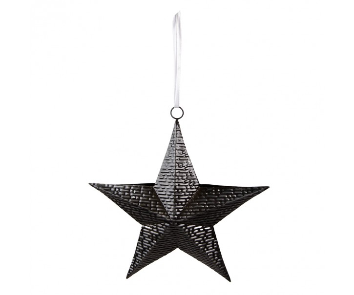 Černá antik závěsná kovová hvězda - 25*6*27 cm