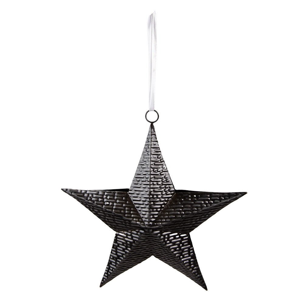 Černá antik závěsná kovová hvězda - 25*6*27 cm Clayre & Eef