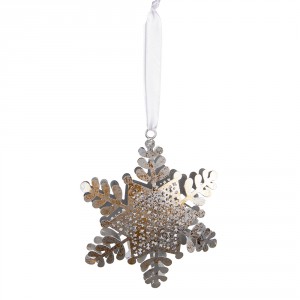 Stříbrná antik závěsná kovová vločka - 7*1*9 cm