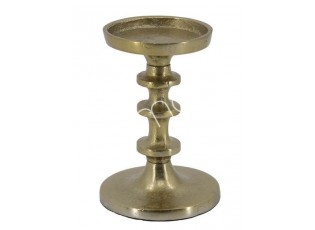 Bronzový antik kovový svícen na širokou svíčku - Ø 10*15cm