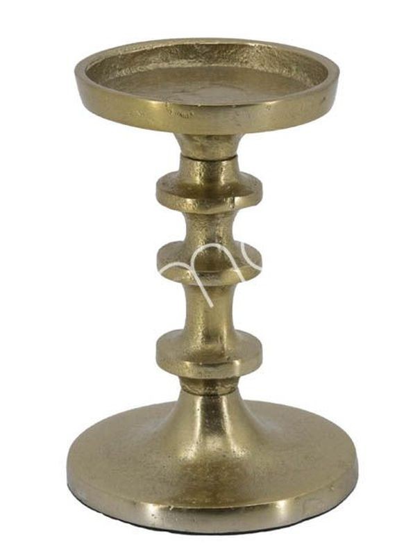 Bronzový antik kovový svícen na širokou svíčku - Ø 10*15cm Colmore by Diga