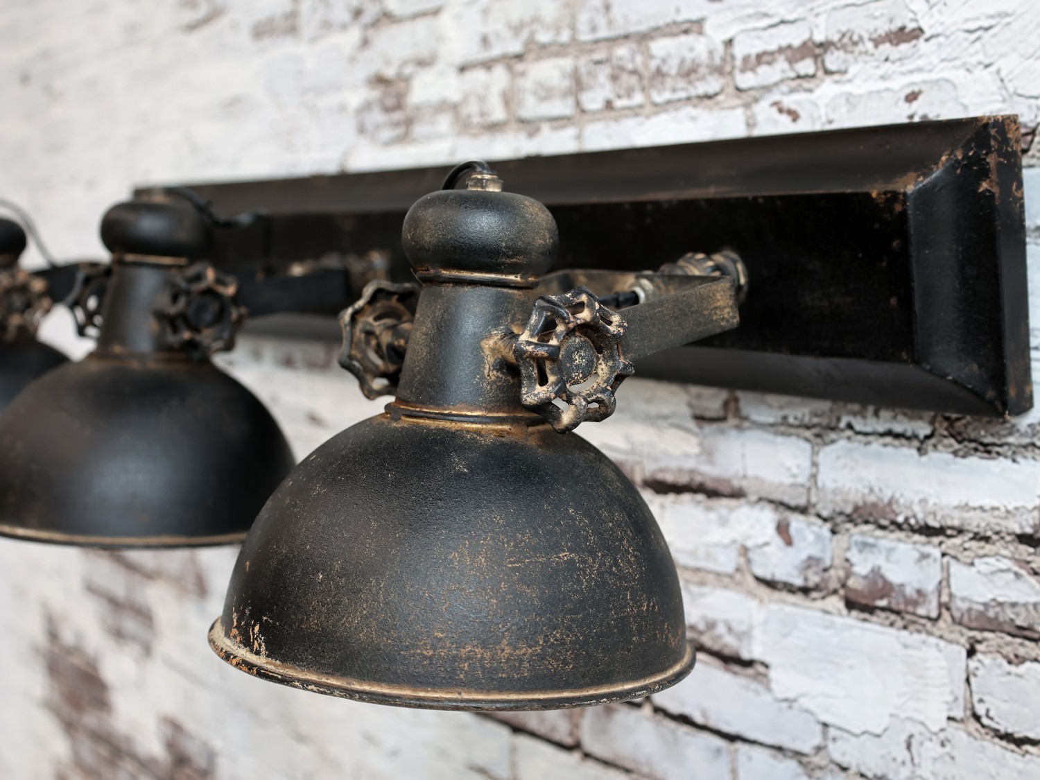 Industriální černé antik kovové nástěnné světlo Fact ceiling - 85*19*30cm / E14