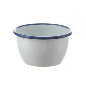 Bílá smaltovaná salátová miska s modrou linkou White blue - Ø 13,5*7,5cm 