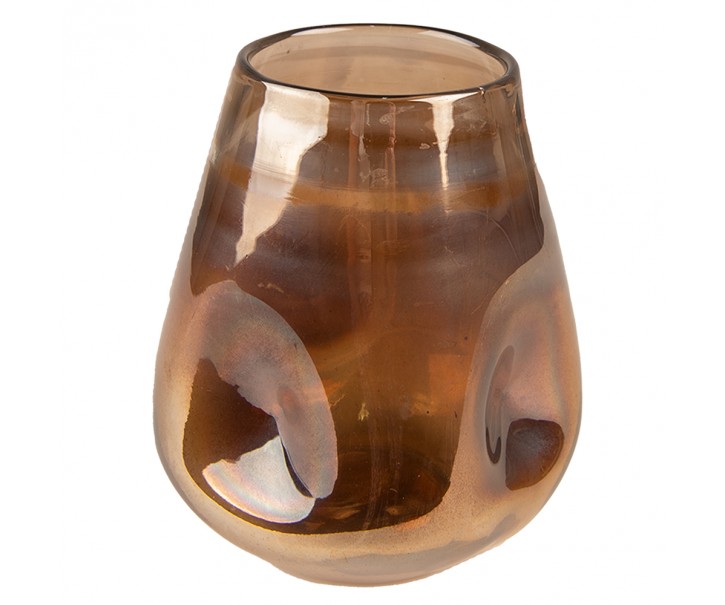 Hnědá ručně foukaná skleněná váza - Ø 10*12 cm