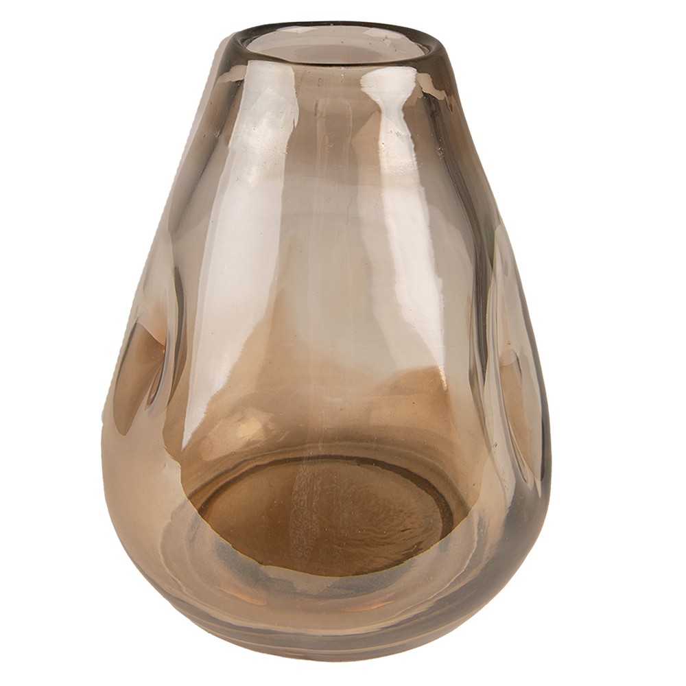 Hnědá ručně foukaná skleněná váza - Ø 13*16 cm Clayre & Eef
