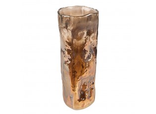 Hnědo-bronzová skleněná úzká váza - Ø 8*20 cm