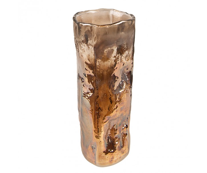 Hnědo-bronzová skleněná úzká váza - Ø 8*20 cm