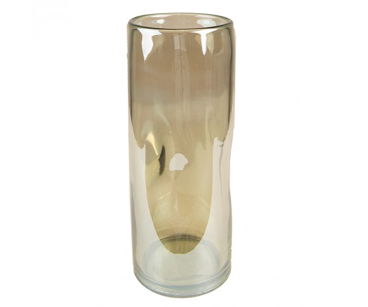 Hnědo-zelená ručně foukaná skleněná úzká váza - Ø 9*23 cm