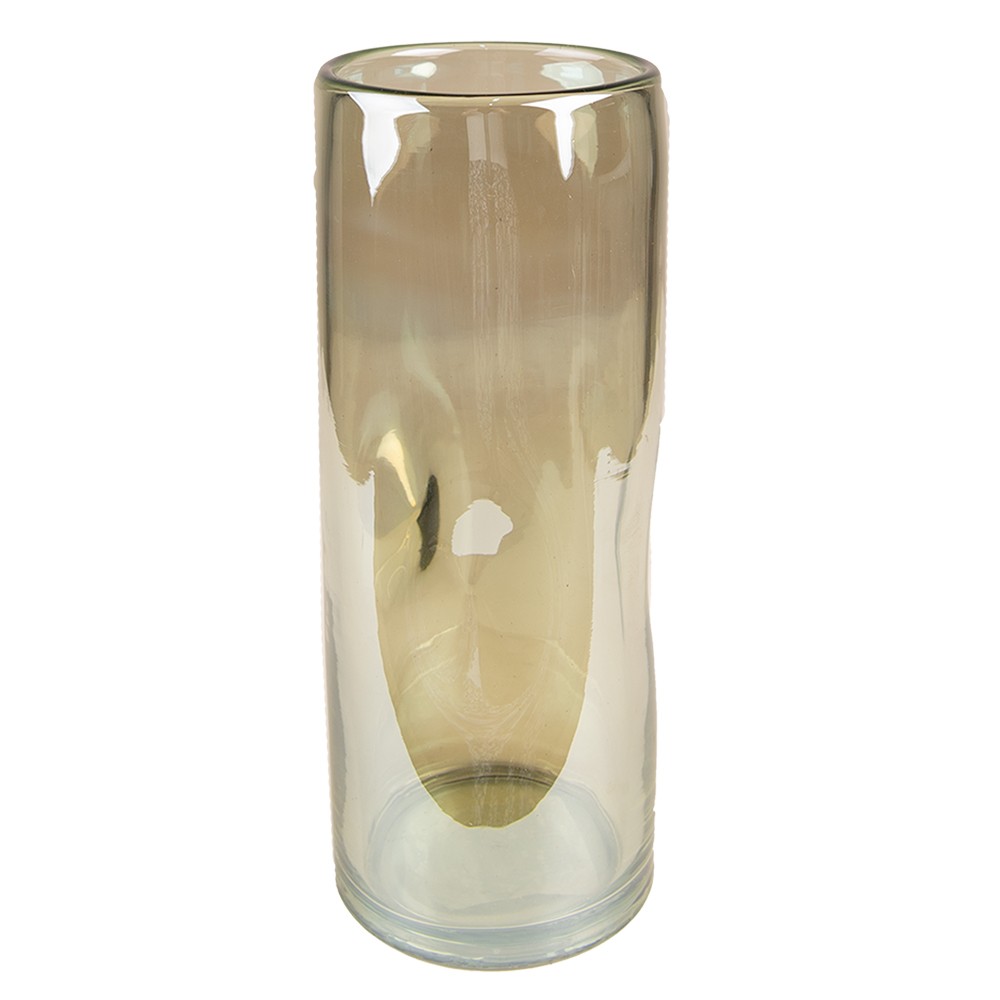 Hnědo-zelená ručně foukaná skleněná úzká váza - Ø 9*23 cm Clayre & Eef