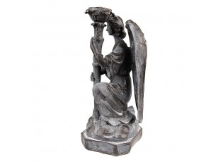 Šedý antik svícen Anděl - 15*14*29 cm