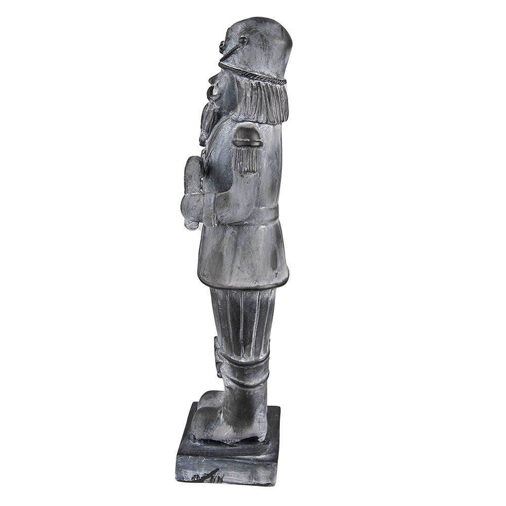 Šedá antik dekorace Louskáček s věnečkem L - 15*11*47 cm