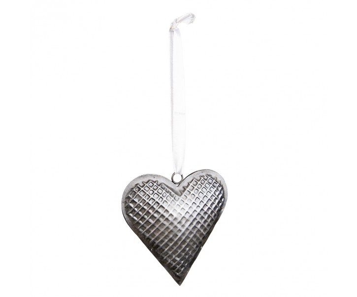Šedé antik závěsné kovové srdce Herli - 10*2*10 cm