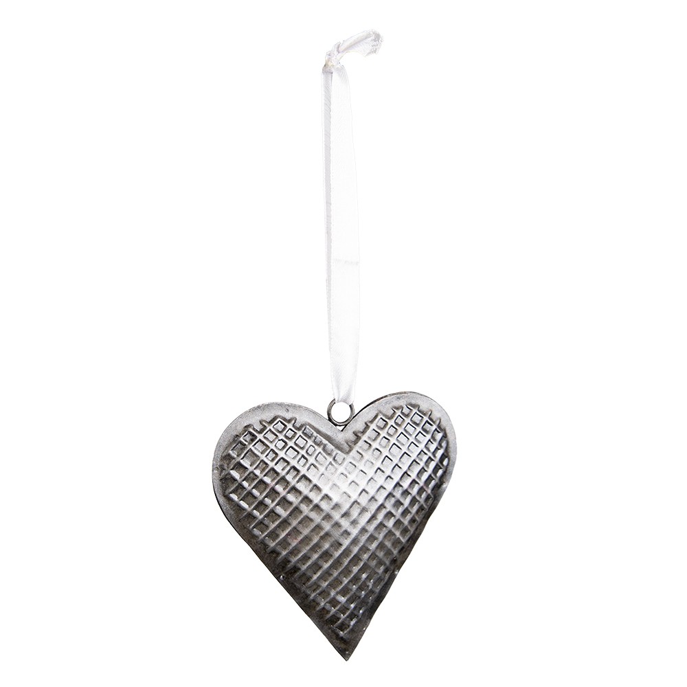Šedé antik závěsné kovové srdce Herli - 10*2*10 cm Clayre & Eef