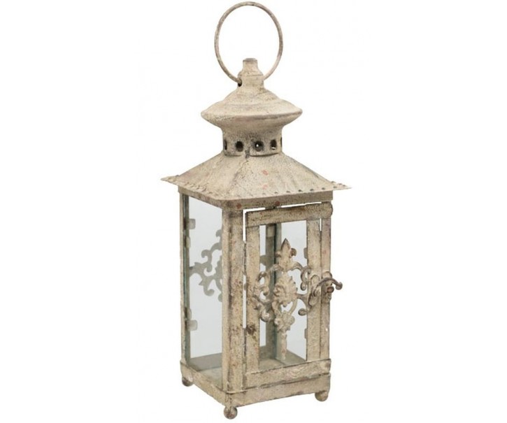 Šedá antik kovová dekorativní lucerna Artferro - 12*12*28cm