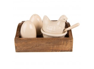 Slánka, pepřenka, cukřenka v dřevěném boxu Chick Bei - 19*15*12 cm