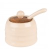 Béžová keramická cukřenka se lžičkou a dřevěným víčkem Chick Bei - Ø 8*6 cm Barva: BéžováMateriál: keramika, dřevoHmotnost: 0,31 kg