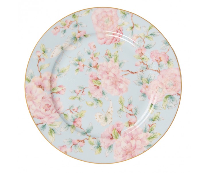 Porcelánový dezertní talířek s růžovými květy Rosa - Ø 19*2 cm